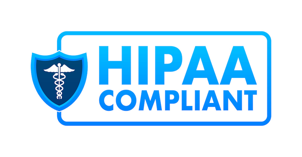 HIPAA compliant. Checkmark icon. 