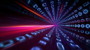 Abstract visualization of high-speed digital data streams, representing the rapid pace of modern cyberattacks